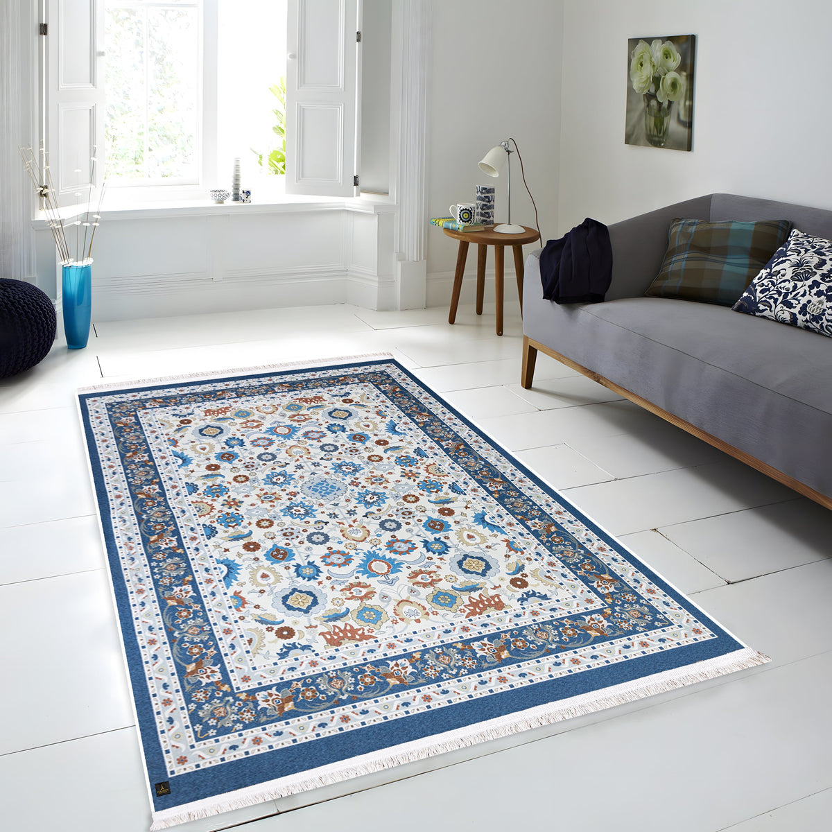 Victoria Blue Digital Carpet in room