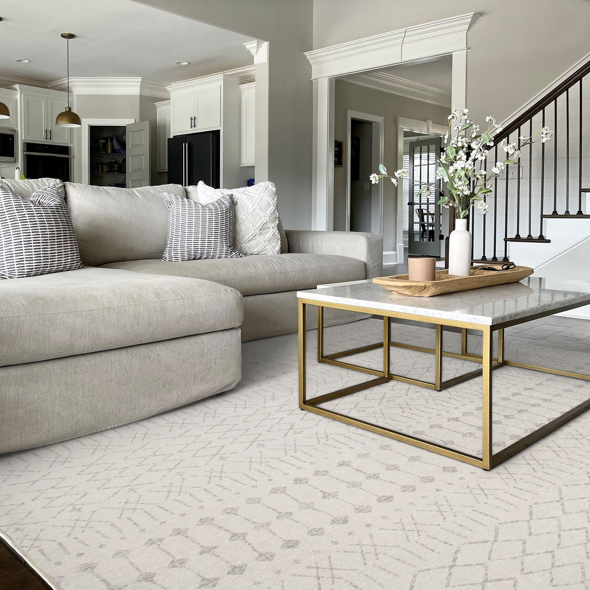 Canyon Rug – Oatmeal & Grey in room