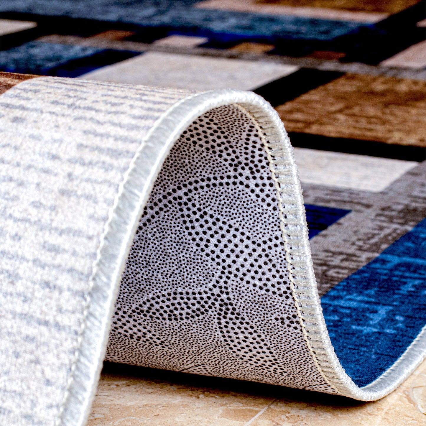 Blue Harmony Digital Carpet in room
