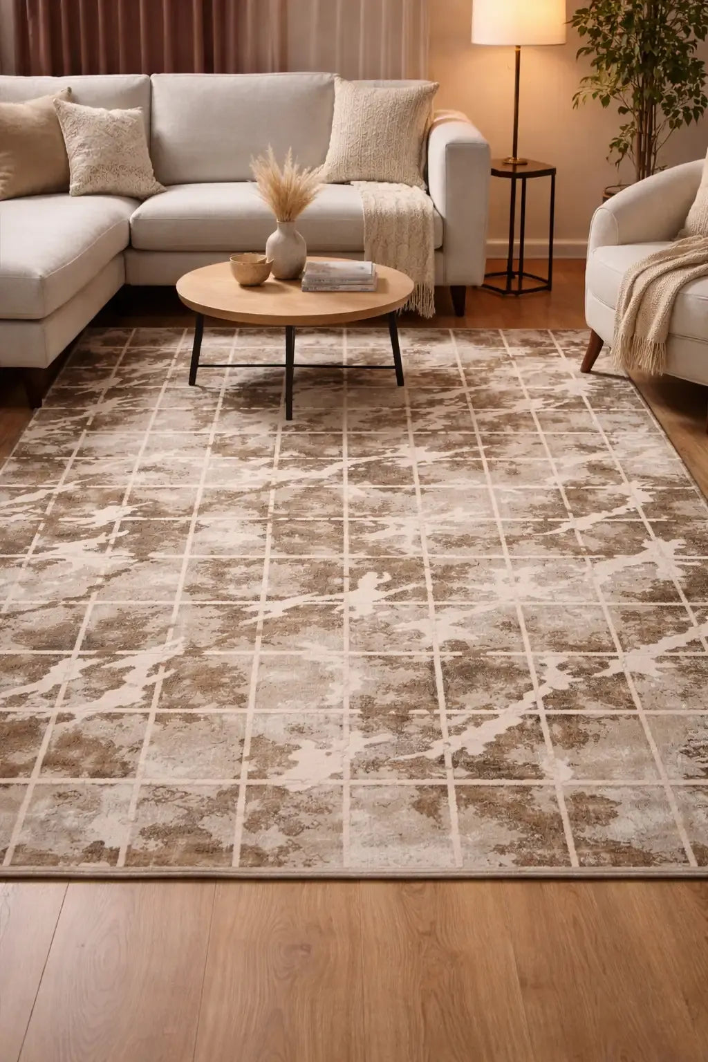 Tomasio Modern Rug Beige in room
