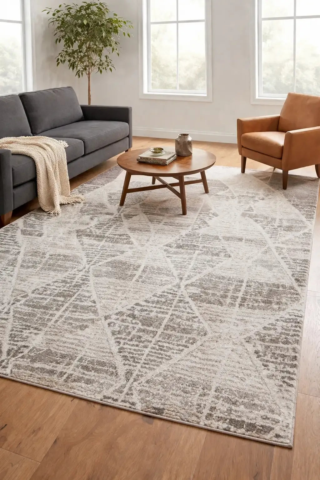 Carmoona Modern Rug Grey in room