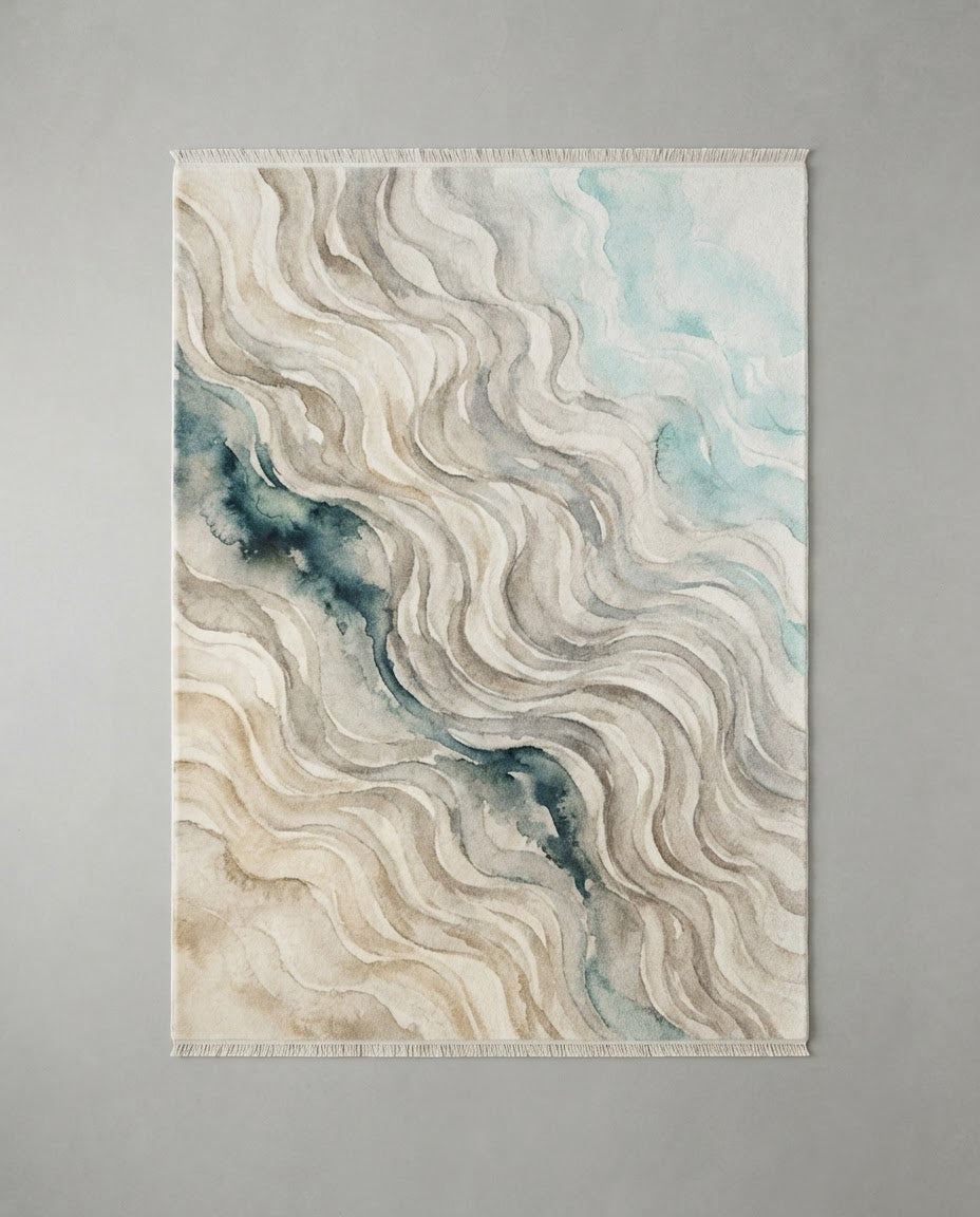 Petra Rug in Sand & Sea, full view