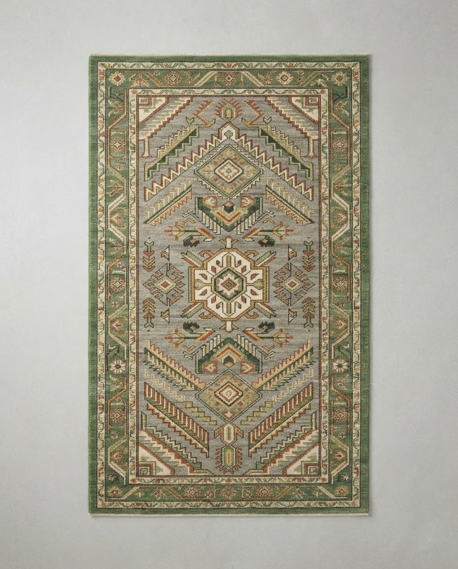 Sable Rug in Green & Multi, full view
