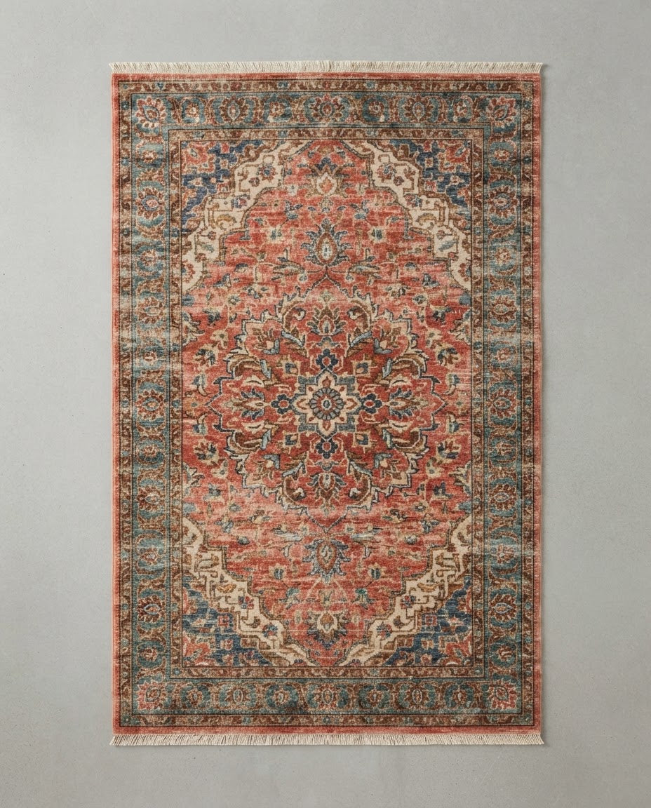 Sarrah Rug in Coral, full view
