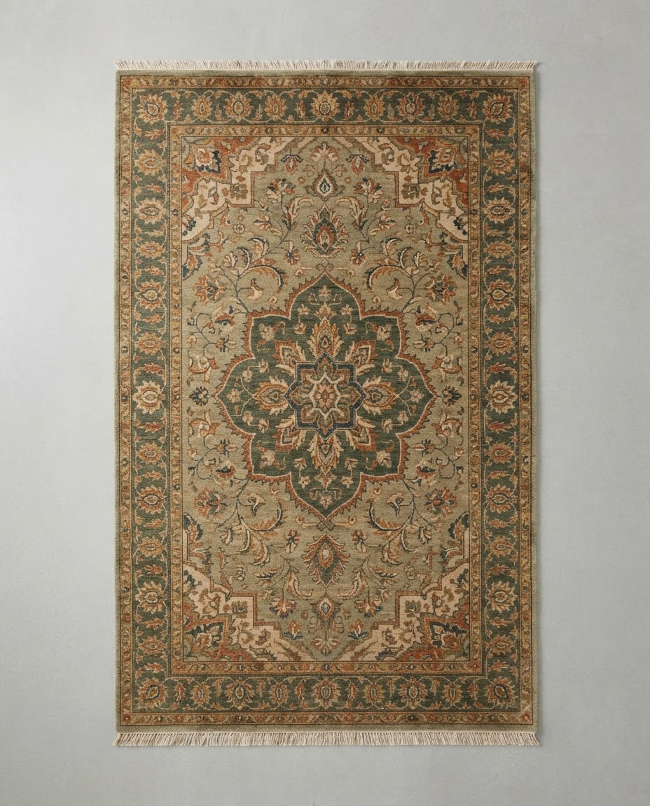Sarrah Rug in Sage, full view